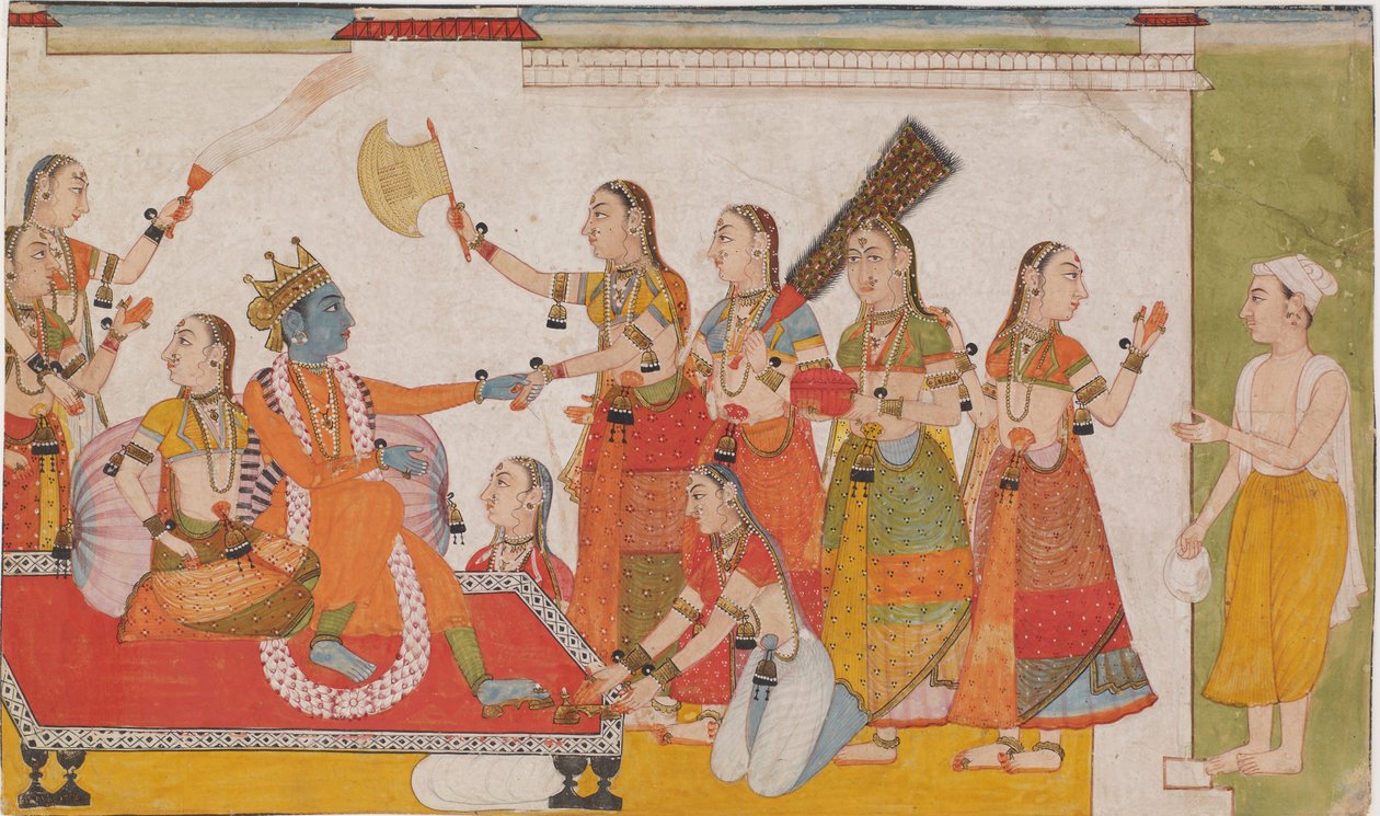 كريشنا يرحب بالسوداما ، من <em>Bhagavata Purna</em> بواسطة فنان غير معروف