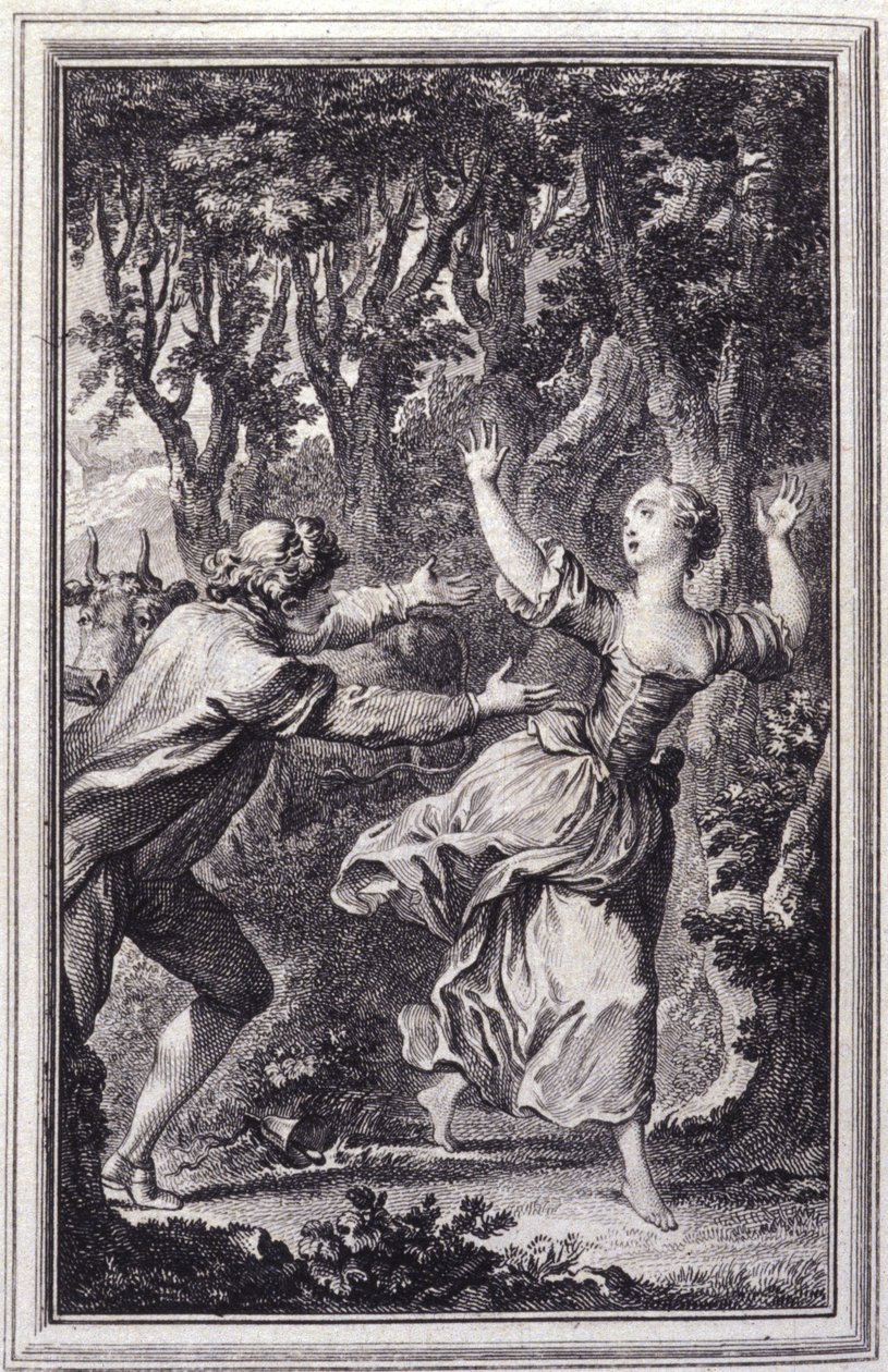 La Clochette- في "" حكايات وقصص قصيرة في الشعر "لجين لافونتين. 1762. بواسطة فنان غير معروف