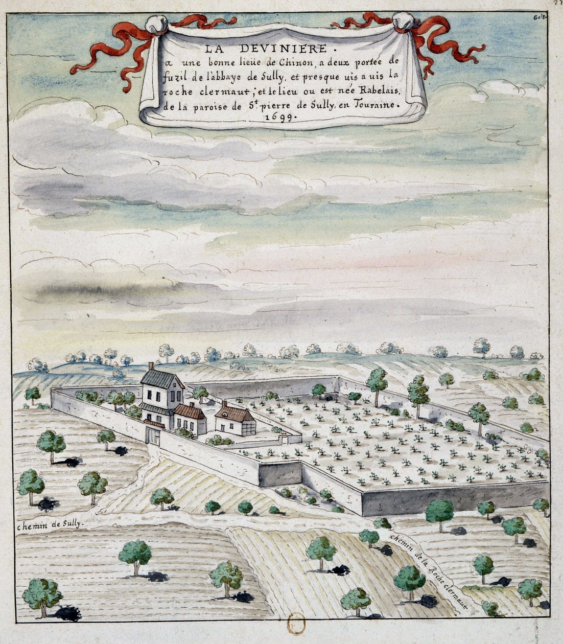 La Devinière (1699), birthplace of Rabelais بواسطة فنان غير معروف