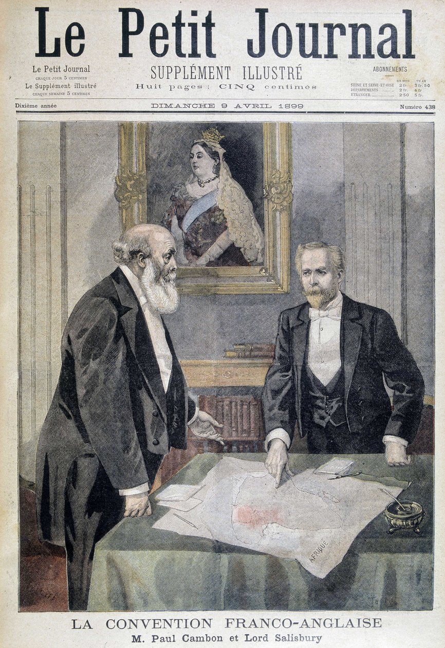 المؤتمر الفرنسي-الإنجليزي: السيد بول كامبون واللورد سالزبوري - في "" Le PetitJournal "" بتاريخ 09/04/1899 بواسطة فنان غير معروف