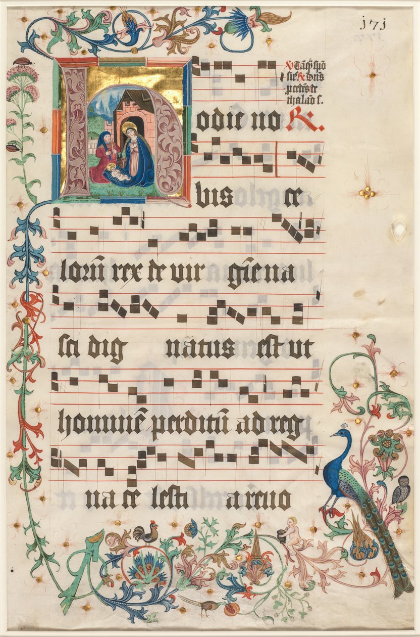 ورقة من Antiphonary: البداية H مع الميلاد (وجه) بواسطة فنان غير معروف