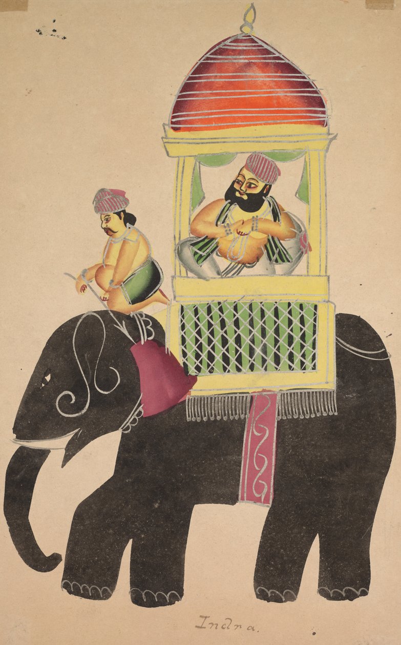 ماهانت من Tarakeshwar يركب على فيل بواسطة فنان غير معروف