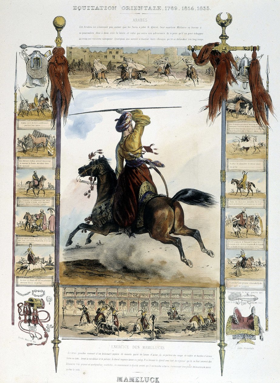 Mameluck (Eastern Horse Riding) - in “” Picturesque History of Ancient and Modern Horseback Riding”” by Charles Aubry بواسطة فنان غير معروف