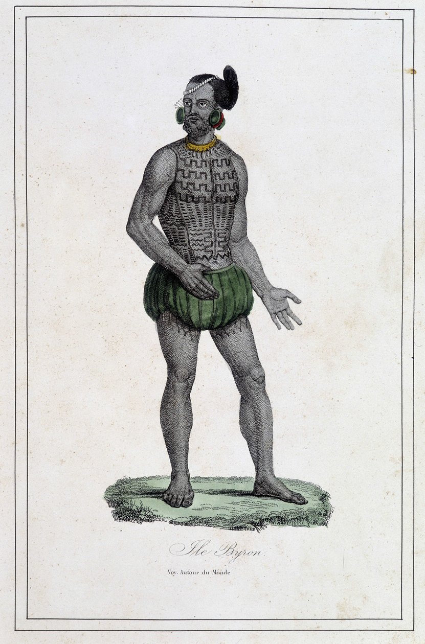 Man of Byron Islands with tattoos (Polynesia) - in “The different peoples of the earth” by Abbe Paul Jonhanneaud, Librairie des Bons livres بواسطة فنان غير معروف