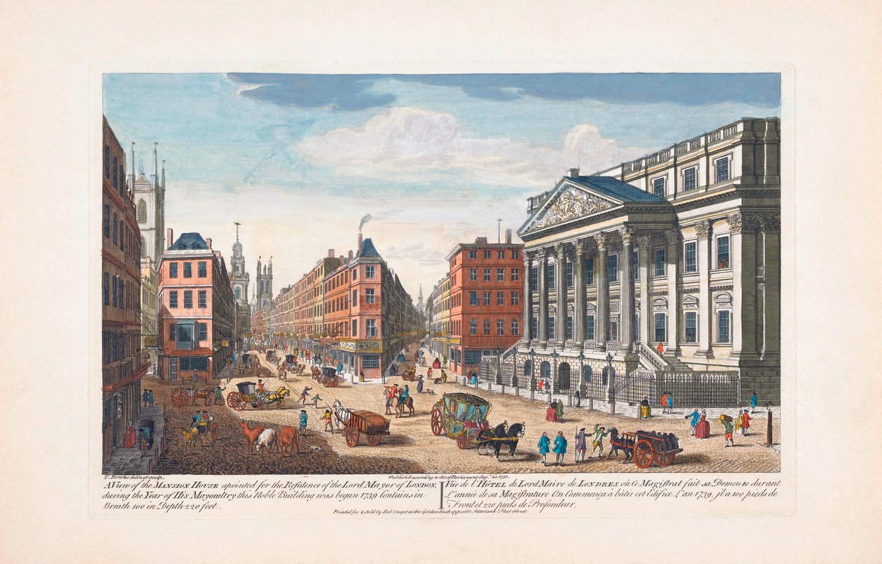 Mansion House, London in the 18th century بواسطة فنان غير معروف