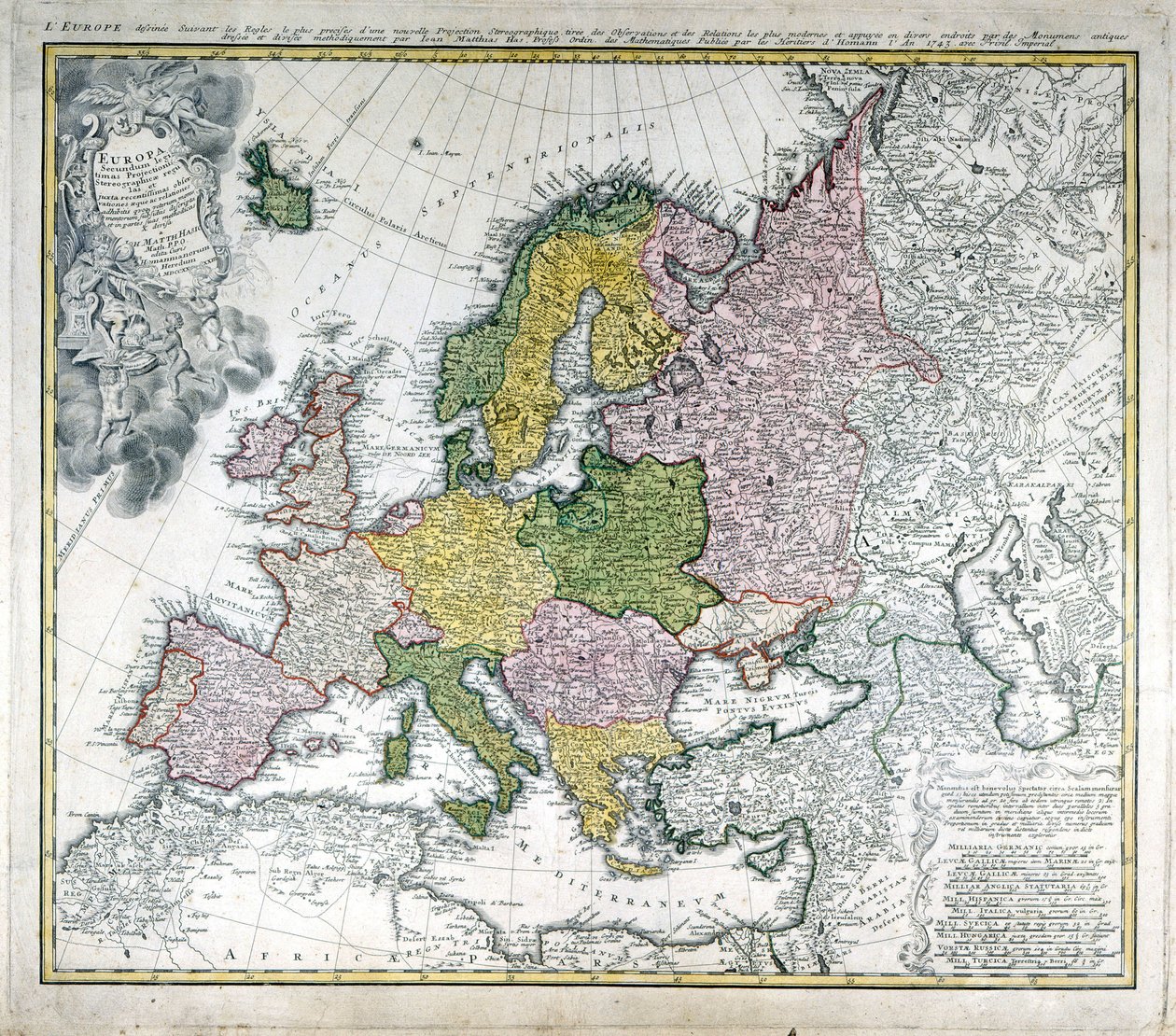 خريطة أوروبا عام 1743. بواسطة فنان غير معروف