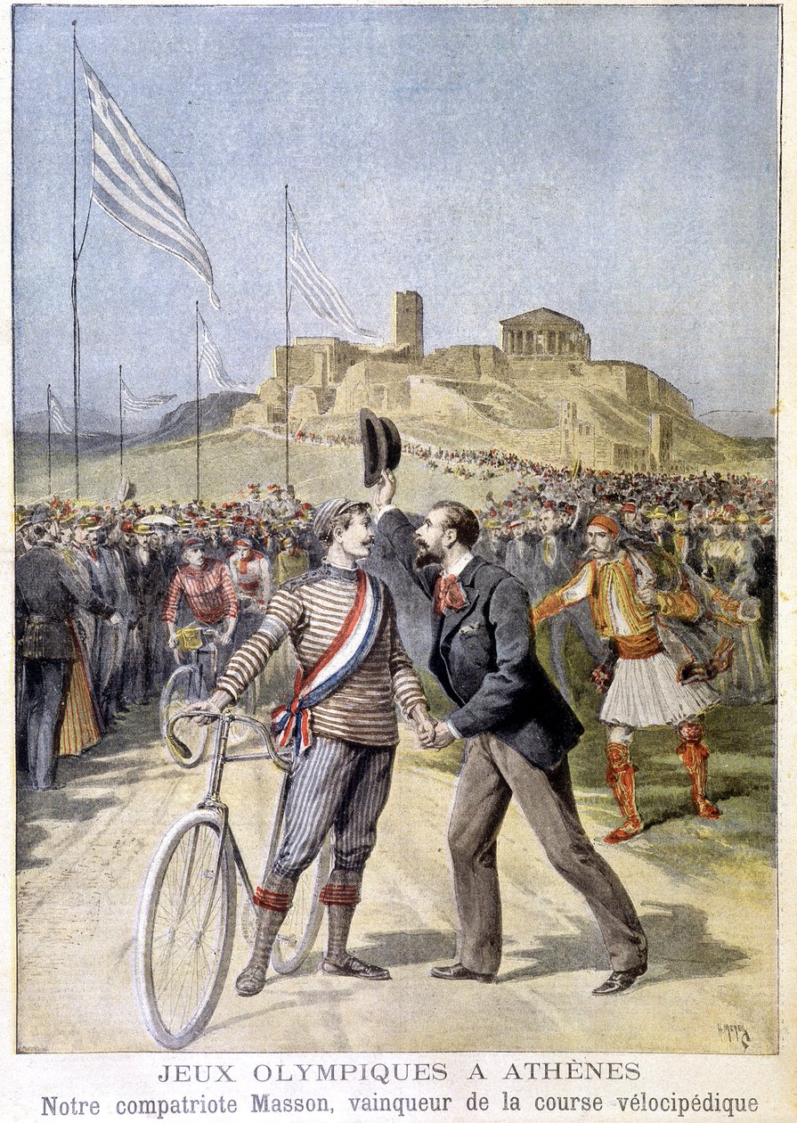 الفائز بسباق فيلوسيبيديك في الألعاب الأولمبية في أثينا - في "" Le Petite Journal "في 26/04/1896 بواسطة فنان غير معروف