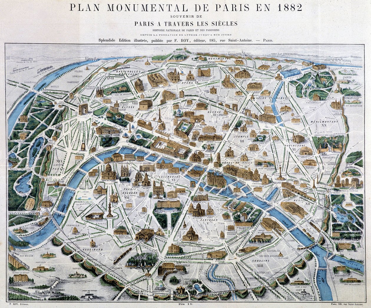 Monumental Plan of Paris in 1882 بواسطة فنان غير معروف