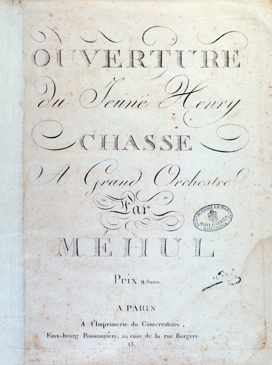 الصفحة الافتتاحية ، La Chasse of the Opera Le jeune Henri by Mehul (1797) بواسطة فنان غير معروف