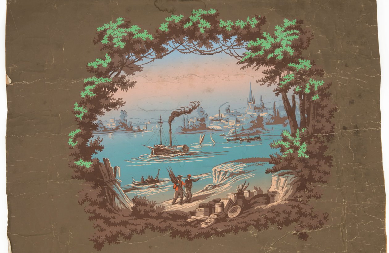 Overdoor مع Harbour Scene بواسطة فنان غير معروف