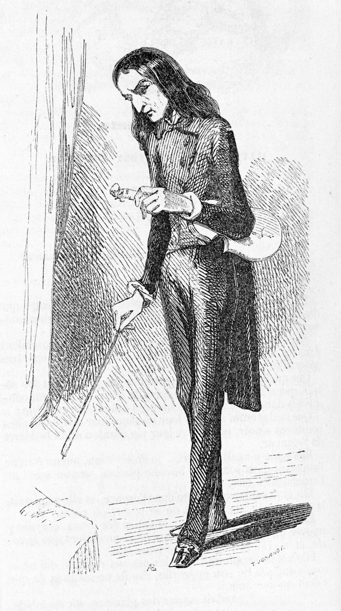 باغانيني نيكولو (1782 - 1840) ، نقش ، ملحن وعازف كمان إيطالي. بواسطة فنان غير معروف