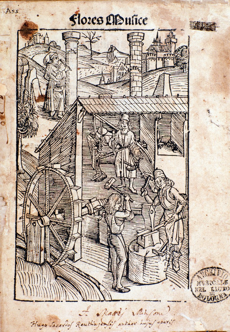Page from Flore musices, study on gregorian chant by Hugo von Reutlingen بواسطة فنان غير معروف