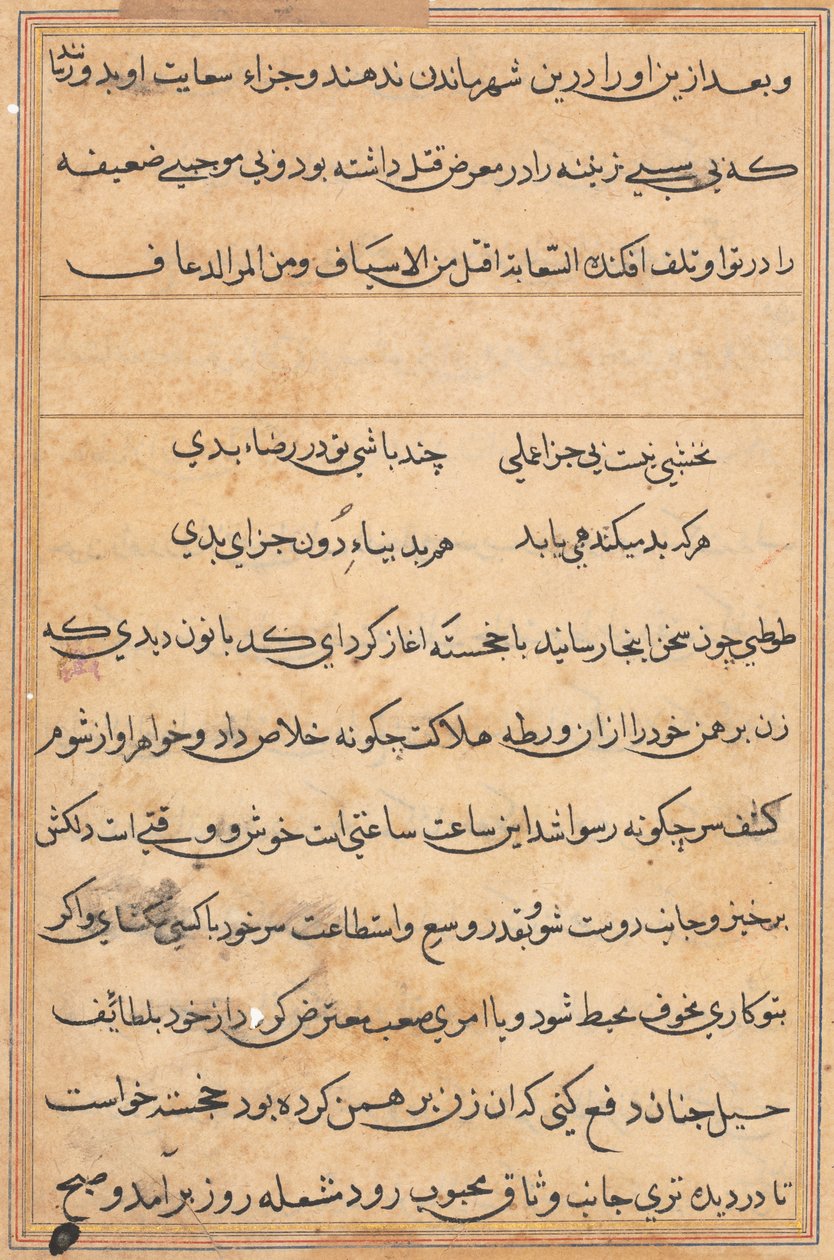 صفحة من حكايات ببغاء (توتي-ناما): صفحة نصية بواسطة فنان غير معروف