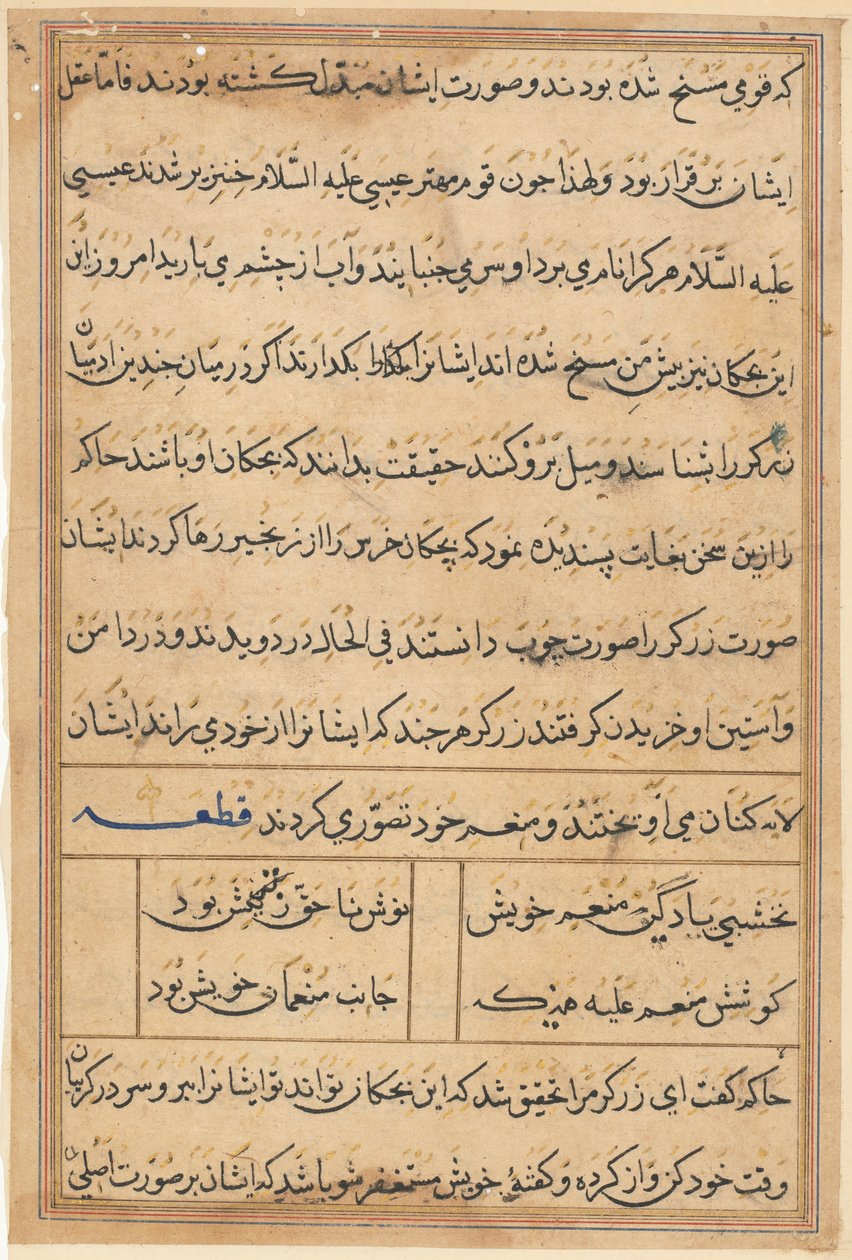 صفحة من حكايات ببغاء (توتي-ناما): صفحة نصية بواسطة فنان غير معروف