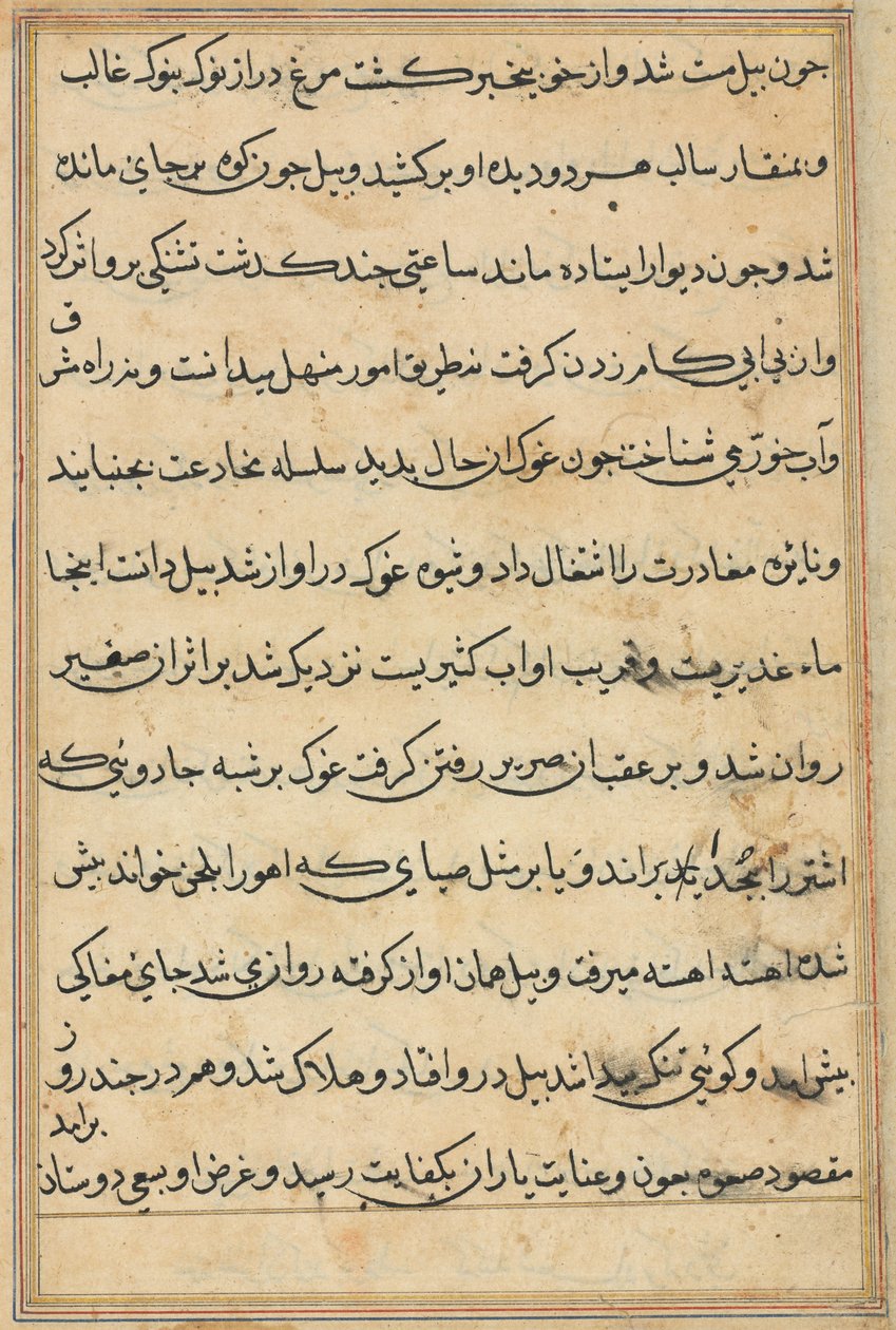 صفحة من حكايات ببغاء (توتي-ناما): صفحة نصية بواسطة فنان غير معروف