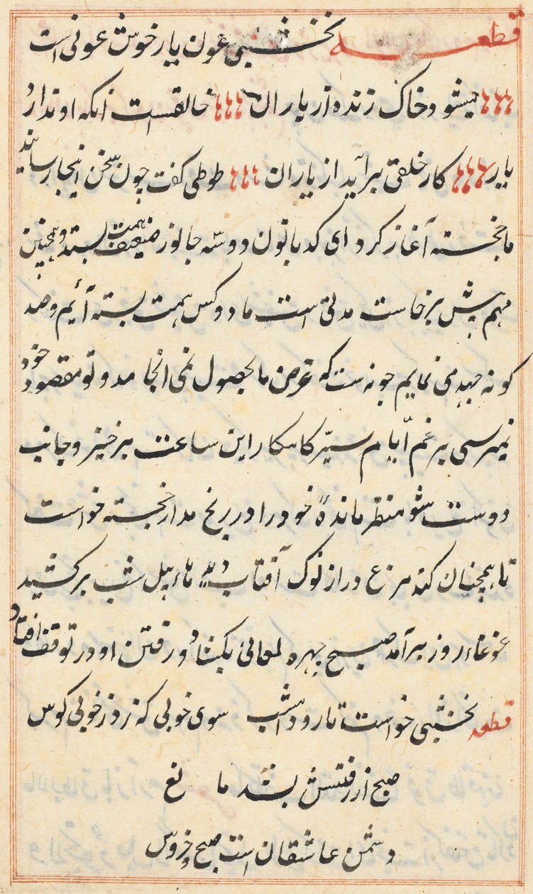 صفحة من حكايات ببغاء (توتي-ناما): صفحة نصية بواسطة فنان غير معروف