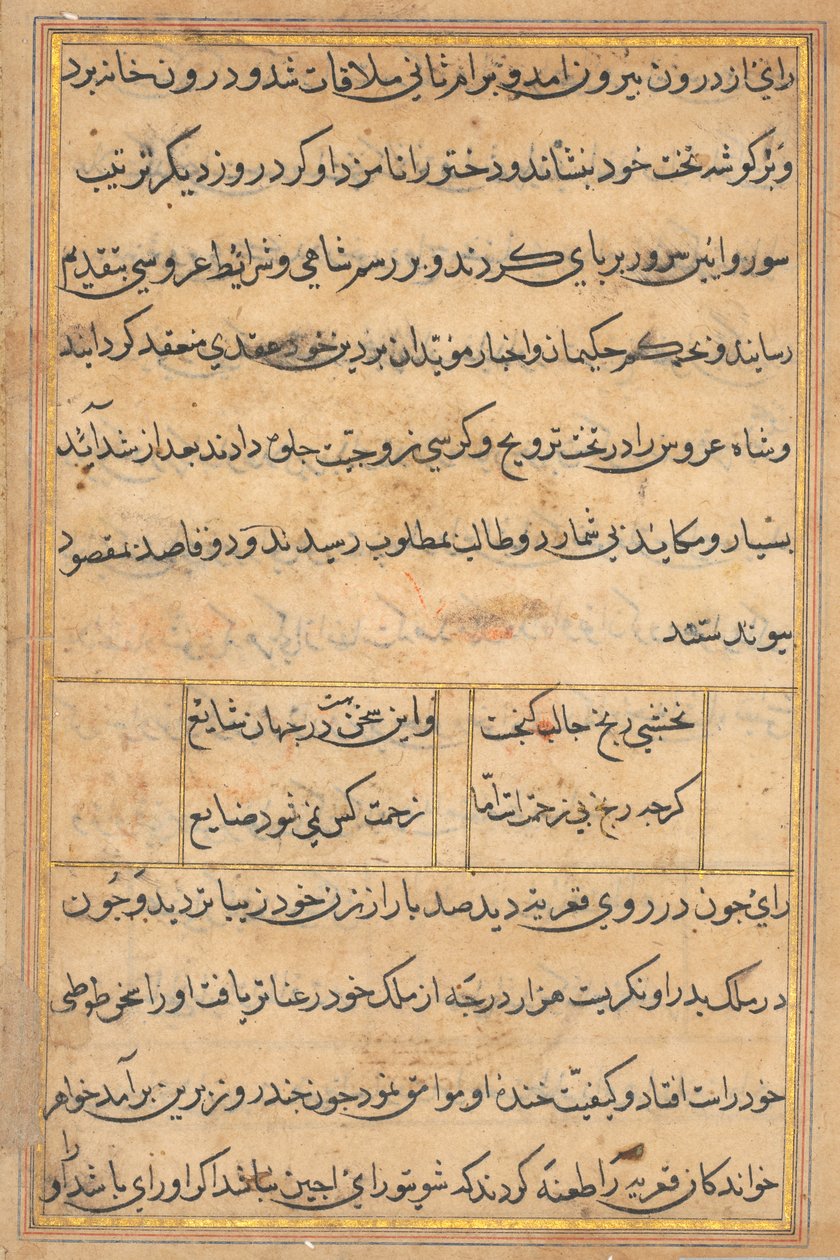 صفحة من حكايات ببغاء (توتي-ناما): صفحة نصية بواسطة فنان غير معروف