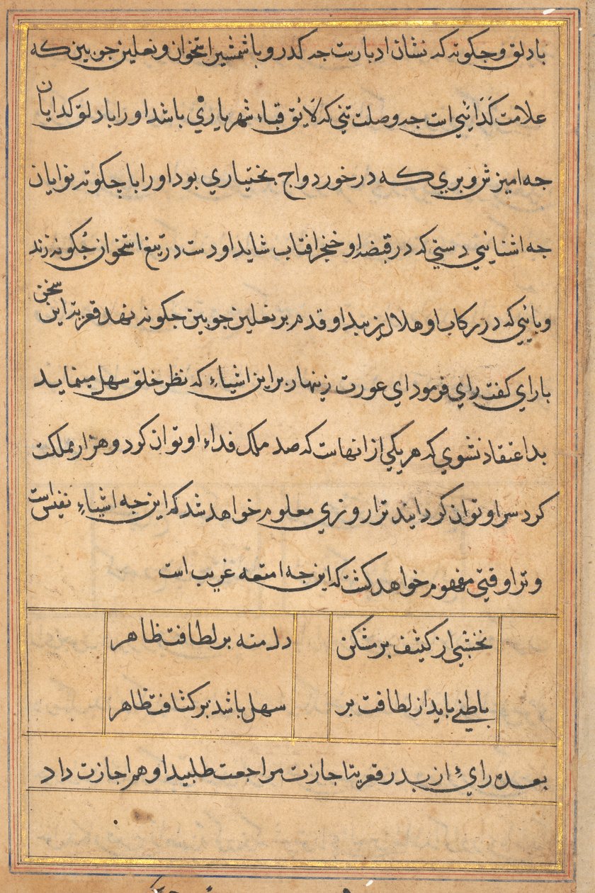 صفحة من حكايات ببغاء (توتي-ناما): صفحة نصية بواسطة فنان غير معروف