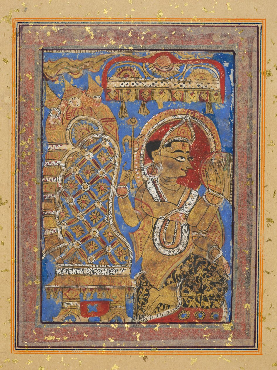 صفحة من Kalpa-sutra: إندرا تكريما لماهافيرا بواسطة فنان غير معروف