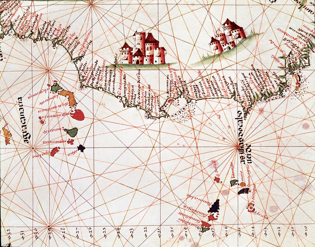 Page of a marine draft representing the islands of Cape Verde, the Canary Islands بواسطة فنان غير معروف