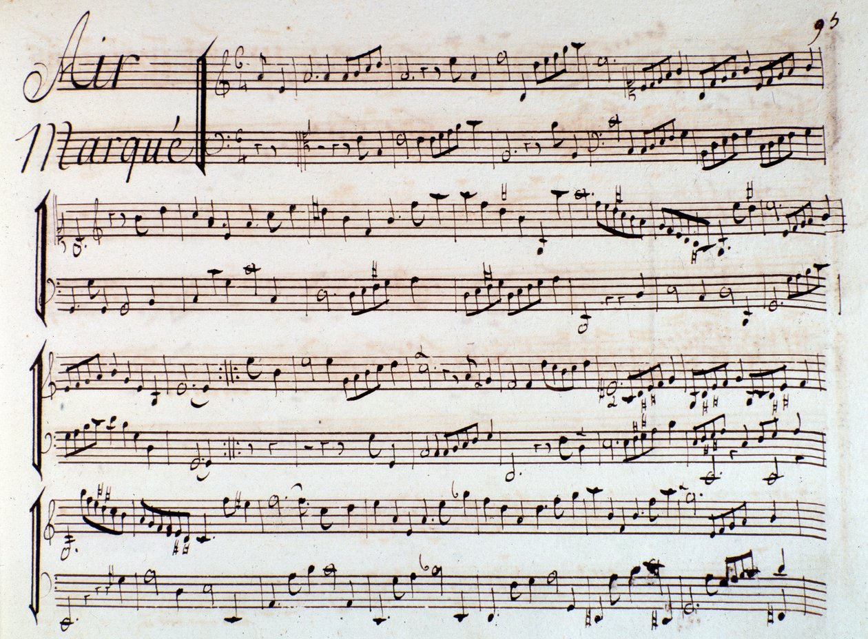 صفحة النتيجة الموسيقية لـ Castor et Pollux ، مأساة غنائية لرامو (1737) بواسطة فنان غير معروف