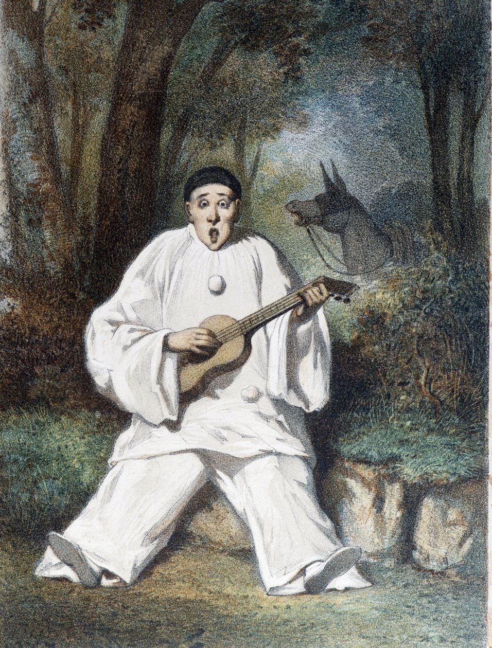 Pierrot plays the guitar - n.d., late 19th century بواسطة فنان غير معروف