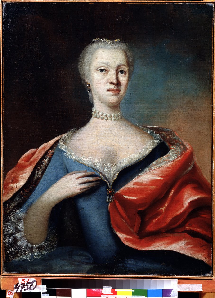 صورة للأميرة شارلوت كريستين من برونزويك ولفنبوتل ، زوجة تساريفيتش أليكسي من روسيا (1694-1715) (صورة شارلوت كريستين من برونزويك ولفنبوتل ، زوجة تساريفيتش أليكسي من روسيا). لوحة مجهولة. زيت على قماش، بواسطة فنان غير معروف