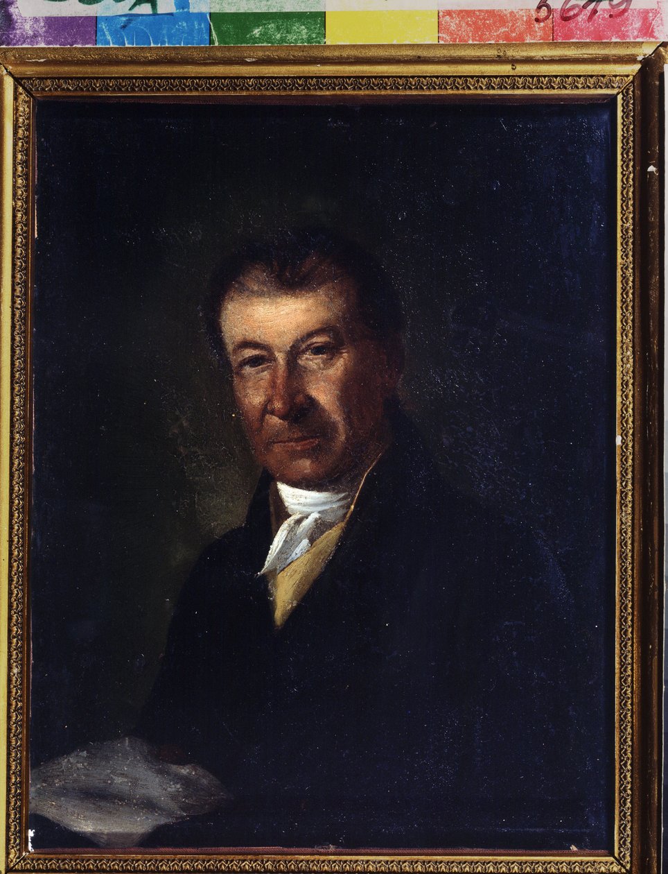 صورة للمؤلف ديمتري بورتنيانسكي (1751-1825) (صورة الملحن ديمتري بورتنينسكي). لوحة مجهولة. زيت على قماش ، 26.3 × 20.7 سم ، أواخر القرن الثامن عشر. الكلاسيكية. الدولة المركزية متحف مسرح بخروشين ، موسكو. بواسطة فنان غير معروف