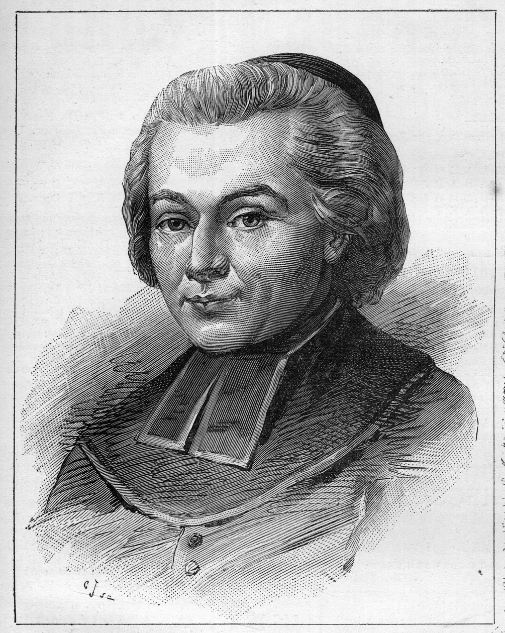 صورة لأبي فابر أو جان بابتيست (جان بابتيست) فابر (1727-1783) ، وهو كنسي وكاتب فرنسي. نقش في "" Le Monde Illustré "" بواسطة فنان غير معروف