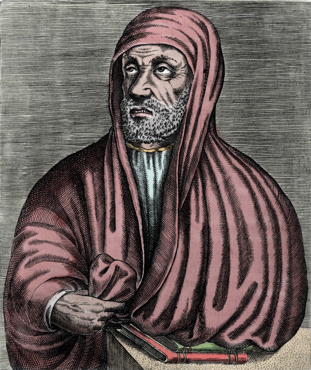 صورة لأبي علي الحسين بن عبد الله بن سينا (ابن سينا) ابن سينا (980-1037) ، طبيب إيراني. نقش من القرن السابع عشر. بواسطة فنان غير معروف