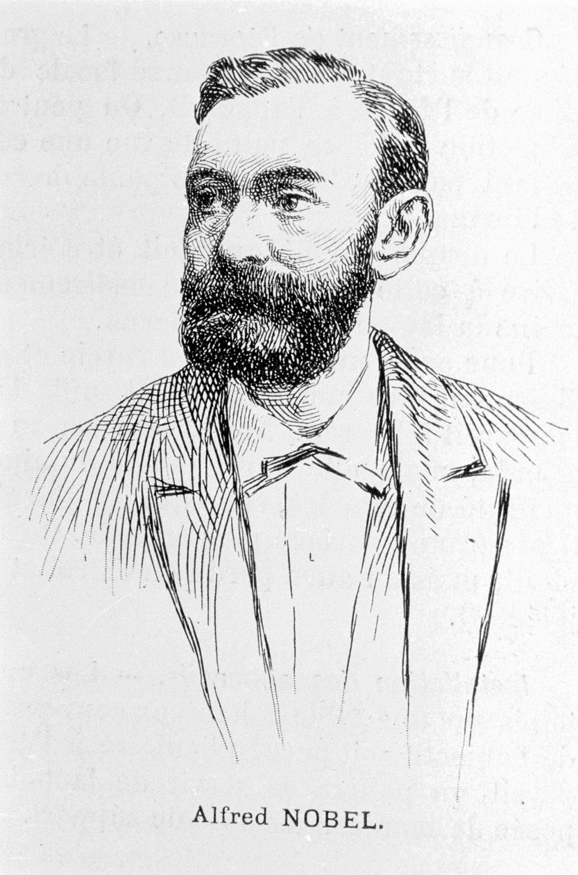 صورة لألفريد نوبل (1833 - 1896) ، الصناعي والكيميائي السويدي. بواسطة فنان غير معروف
