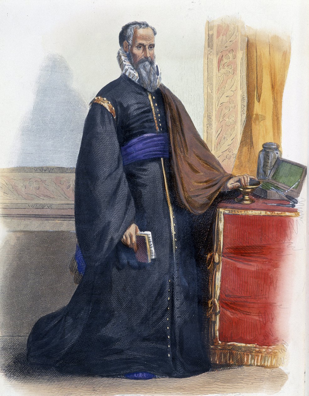 صورة للطبيب والجراح الفرنسي أمبرواز باري (1509-1590). - في "" Le Plutarque francais "" طبعة. مينيت ، باريس بواسطة فنان غير معروف