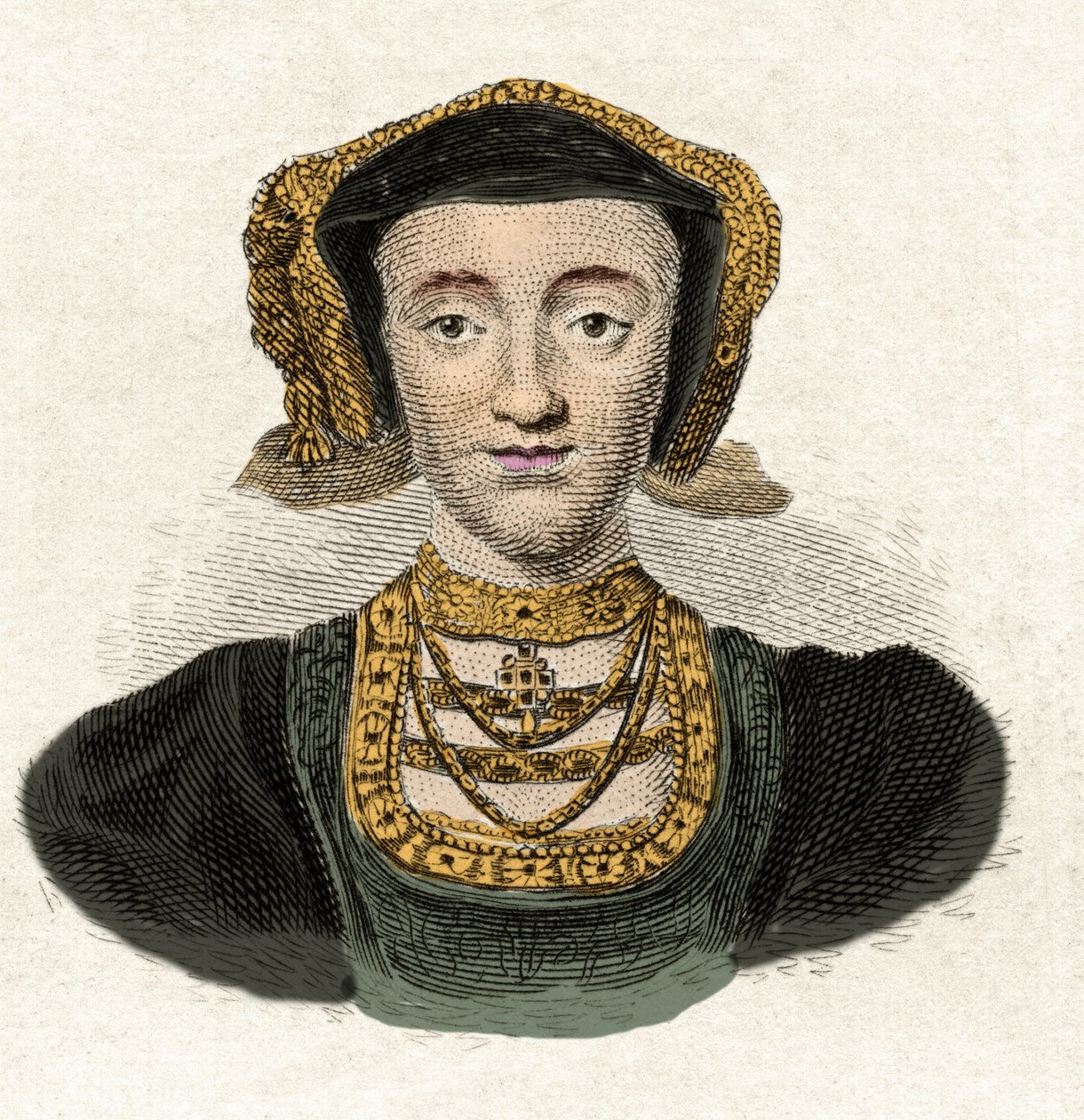 صورة آن دي كليفز (1515-1557) الزوجة الرابعة للملك هنري الثامن نقش من القرن التاسع عشر بواسطة فنان غير معروف
