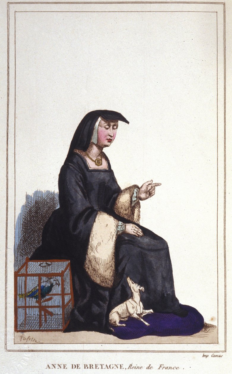 صورة آن أوف بريتاني (1476-1514) ، ملكة فرنسا ، زوجة تشارلز الثامن ثم لويس الثاني عشر. محفور من عام 1830 بواسطة فنان غير معروف