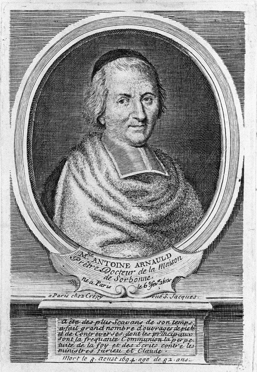 صورة أنطوان أرنو ديت لو غراند أرنولد (1612-1694) ، كاهن فرنسي وعالم لاهوت وفيلسوف وعالم رياضيات وعضو في الجانسينيين. بواسطة فنان غير معروف