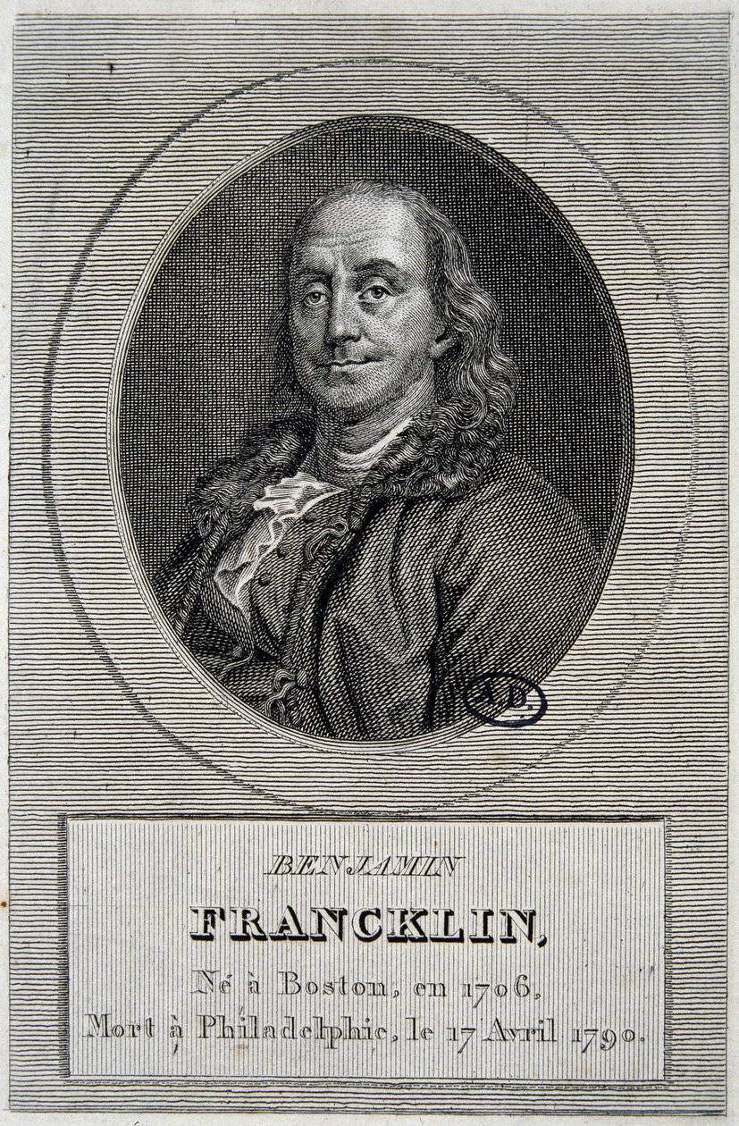 صورة بنجامين فرانكلين ، سياسي أمريكي وفيزيائي (1706-1790) بواسطة فنان غير معروف