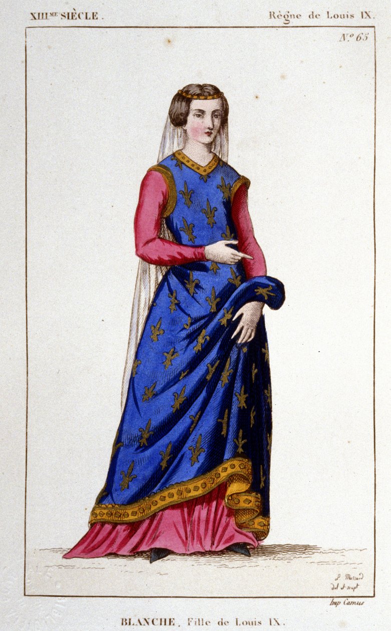 صورة بلانش (1252 - 1320) ، ابنة لويس التاسع (سانت لويس) ، زوجة ألفونسو العاشر ، ملك قشتالة. نقش من عام 1830. بواسطة فنان غير معروف