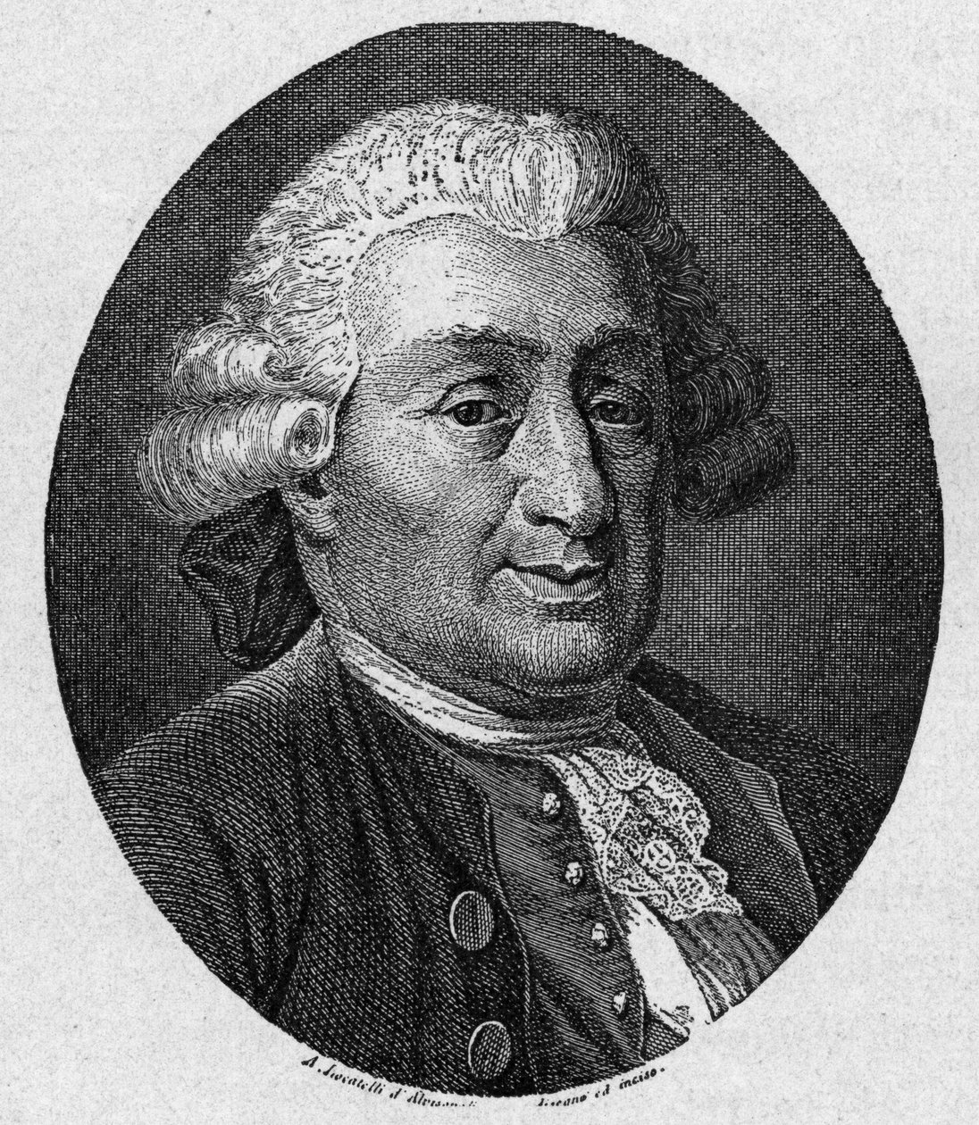 صورة لكارلو جولدوني (1707 - 1793) كاتب هزلي إيطالي. نقش القرن التاسع عشر بواسطة أ. لوكاتيللي بواسطة فنان غير معروف