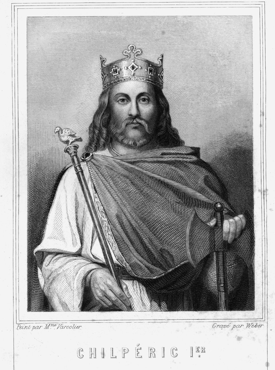 صورة لشيلبيريك الأول (539-584) ، ملك نيوستريا - في "Histoire des Français" للافالي ، نقش ، sd. بواسطة فنان غير معروف