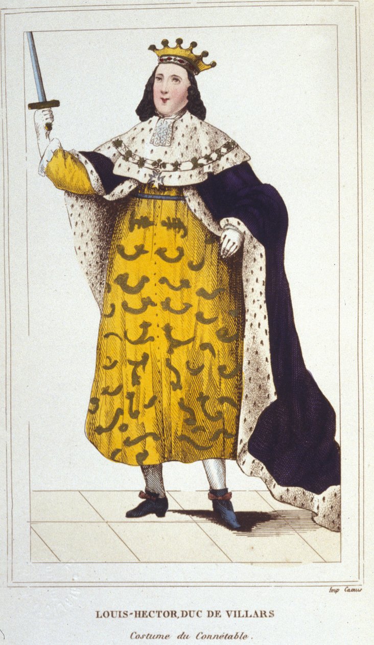 صورة لكلود ، لويس ، هيكتور ، دوق فيلارس ، ماريشال فرنسا في زي بواسطة كونيتابل (1653-1734) نقش عام 1830 بواسطة فنان غير معروف