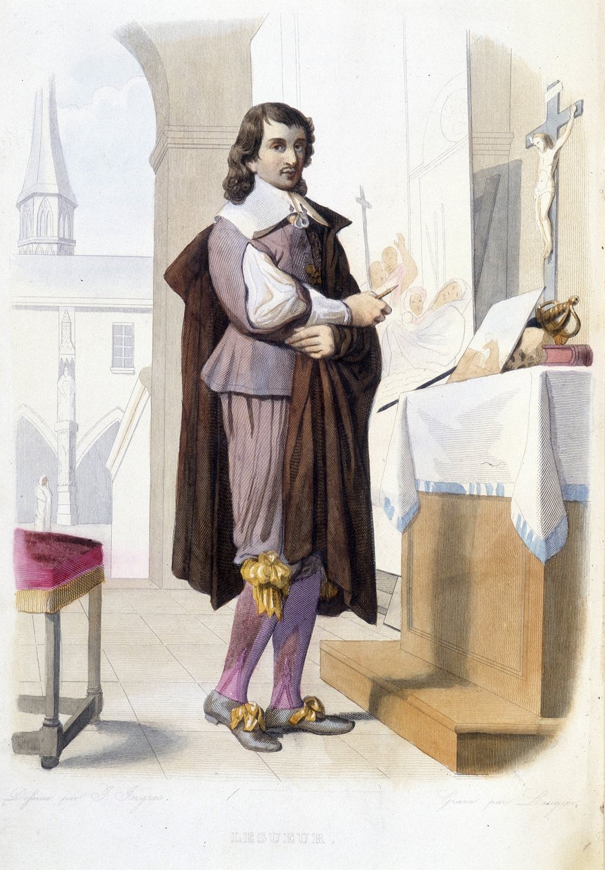 صورة يوستاش لو سوور ، رسام فرنسي (1616-1655). في ورشته - في "Le Plutarque francais" ، بقلم Mennechet بواسطة فنان غير معروف