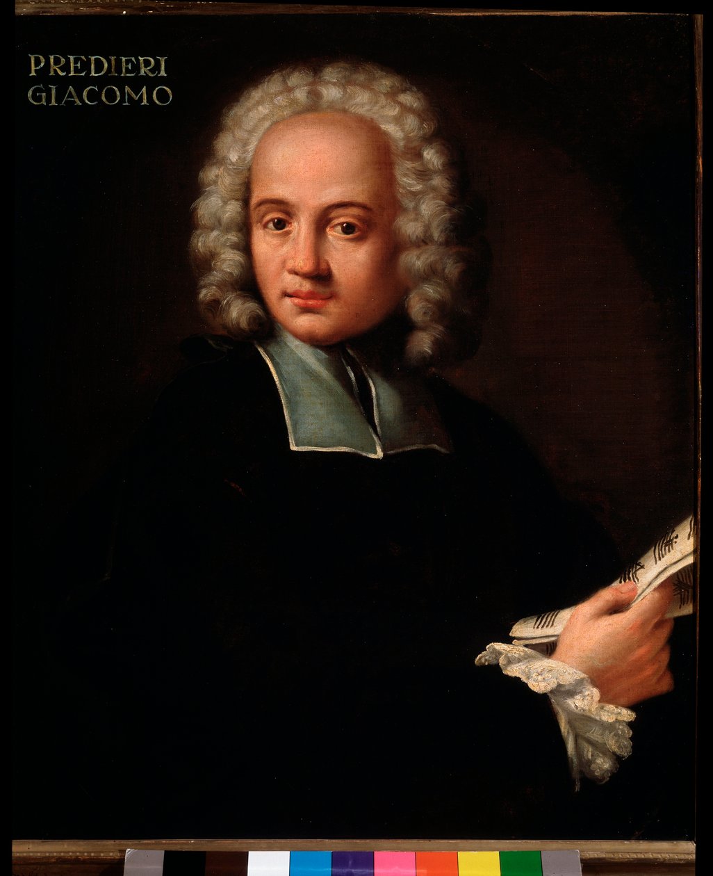 صورة لجياكومو بريديري (1655-1743 / 53) عازف الأرغن الإيطالي وعازف القرنية لوحة مجهولة. حوالي 1700. بولونيا ، متحف المتحف المدني بواسطة فنان غير معروف