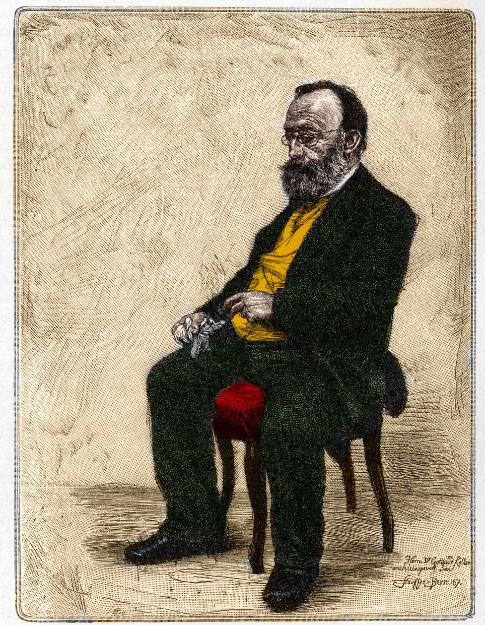 صورة لجوتفريد كيلر (1819-1890) ، كاتب وشاعر سويسري يتحدث الألمانية. بواسطة فنان غير معروف
