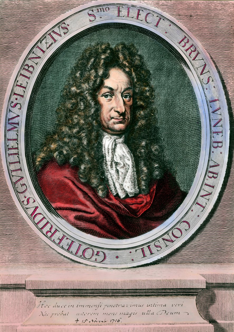 صورة لجوتفريد فيلهلم ليبنيز (1646-1716) فيلسوف وعالم رياضيات ألماني. نقش القرن الثامن عشر. مجموعة خاصة بواسطة فنان غير معروف