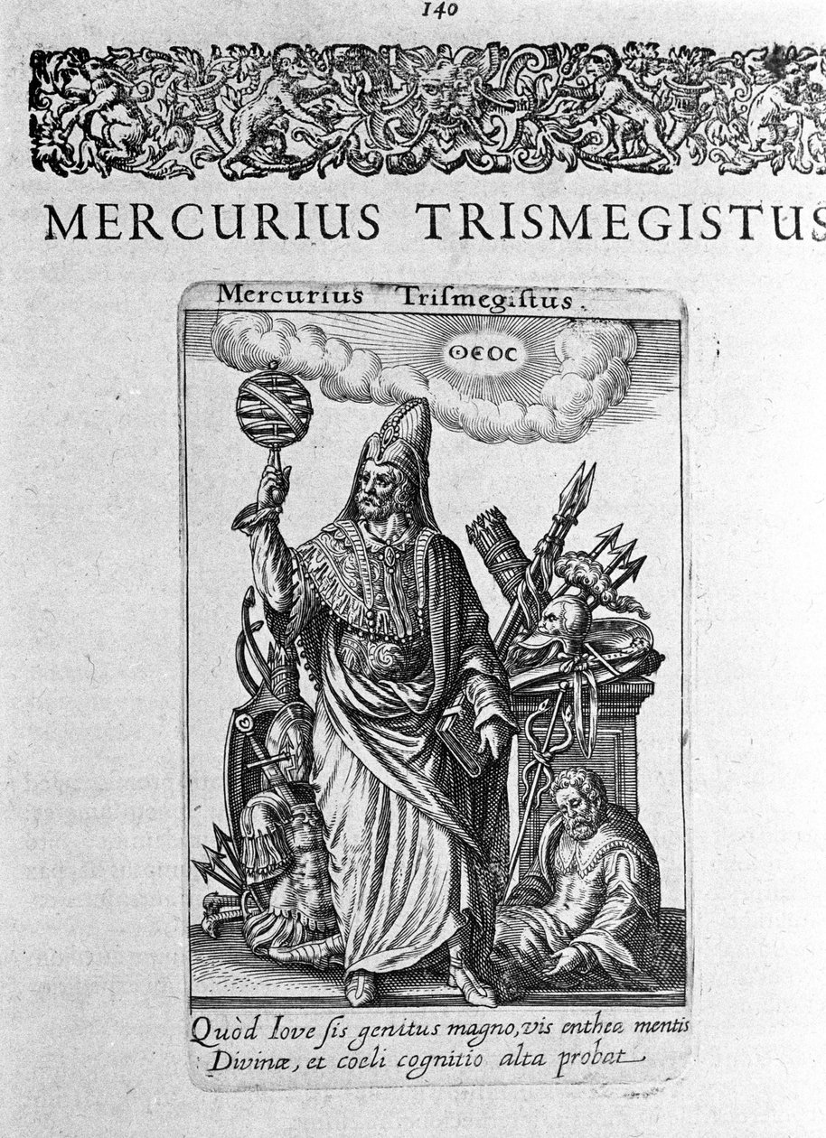 صورة شخصية لـ HERMES Trimigiste (شكله) (Thrice) ، منجم ، صورة مثالية من أطروحة كتبها Jacques Boissard "الرؤية والسحر" 1605. بواسطة فنان غير معروف
