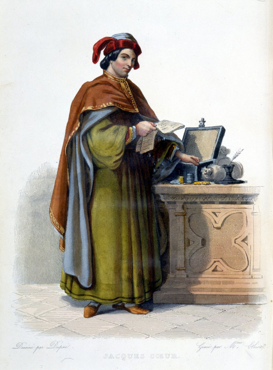 Portrait of Jacques Coeur, French businessman (1395 - 1456) - in “” Le Plutarque Français””, ed. Mennechet بواسطة فنان غير معروف