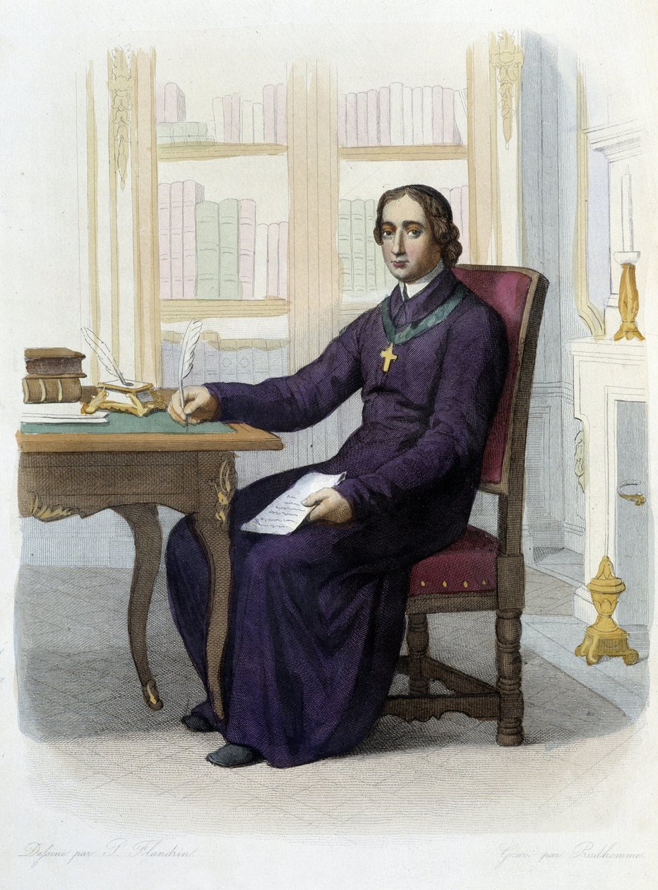 Portrait of Jean Baptiste (Jean-Baptiste) Massillon, French predicator (1663-1742) - in “” Le Plutarque Francais””, ed. Mennechet بواسطة فنان غير معروف