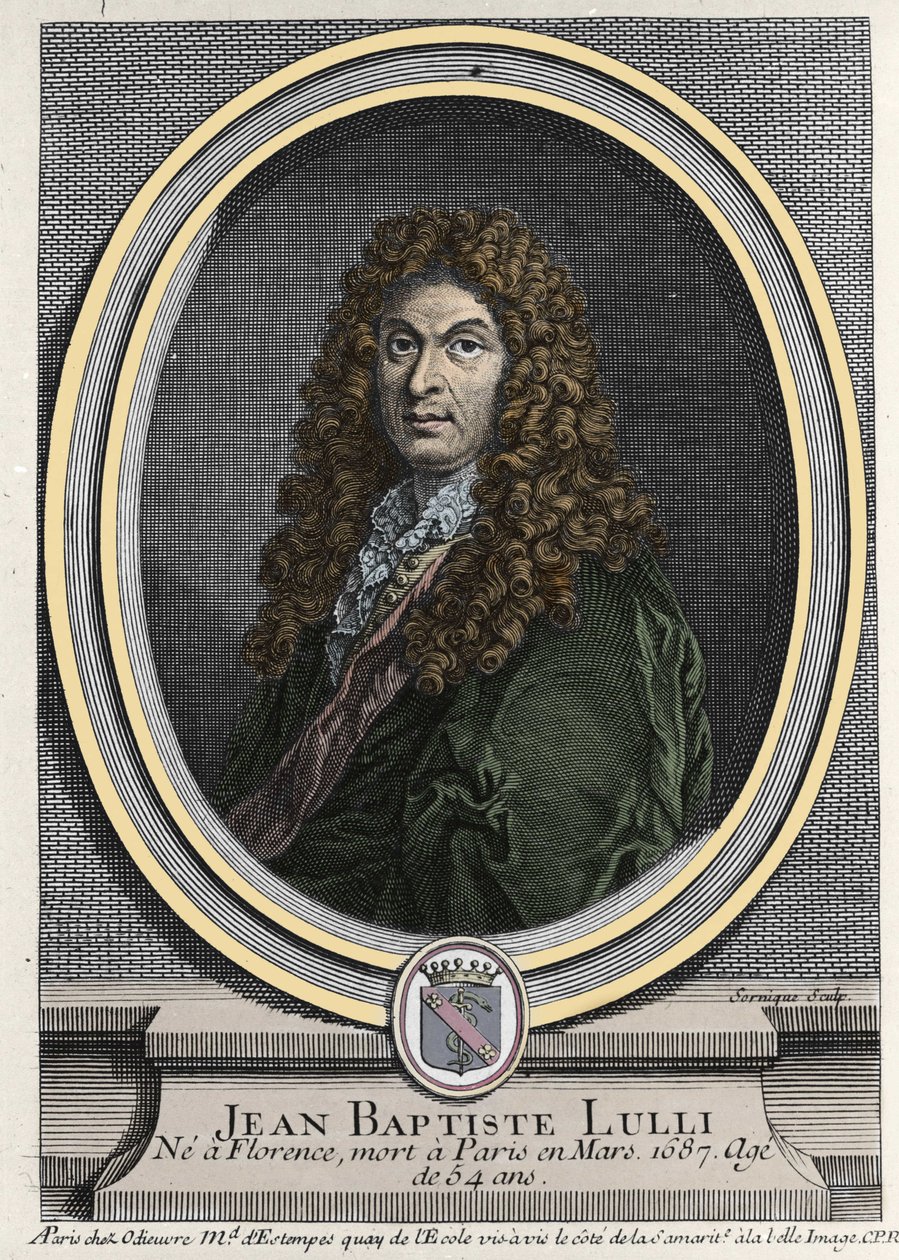 صورة جان بابتيست لولي (جيوفاني باتيستا لولي) (1632-1687) ، الملحن الفرنسي من أصل إيطالي. نقش القرن التاسع عشر. بواسطة فنان غير معروف