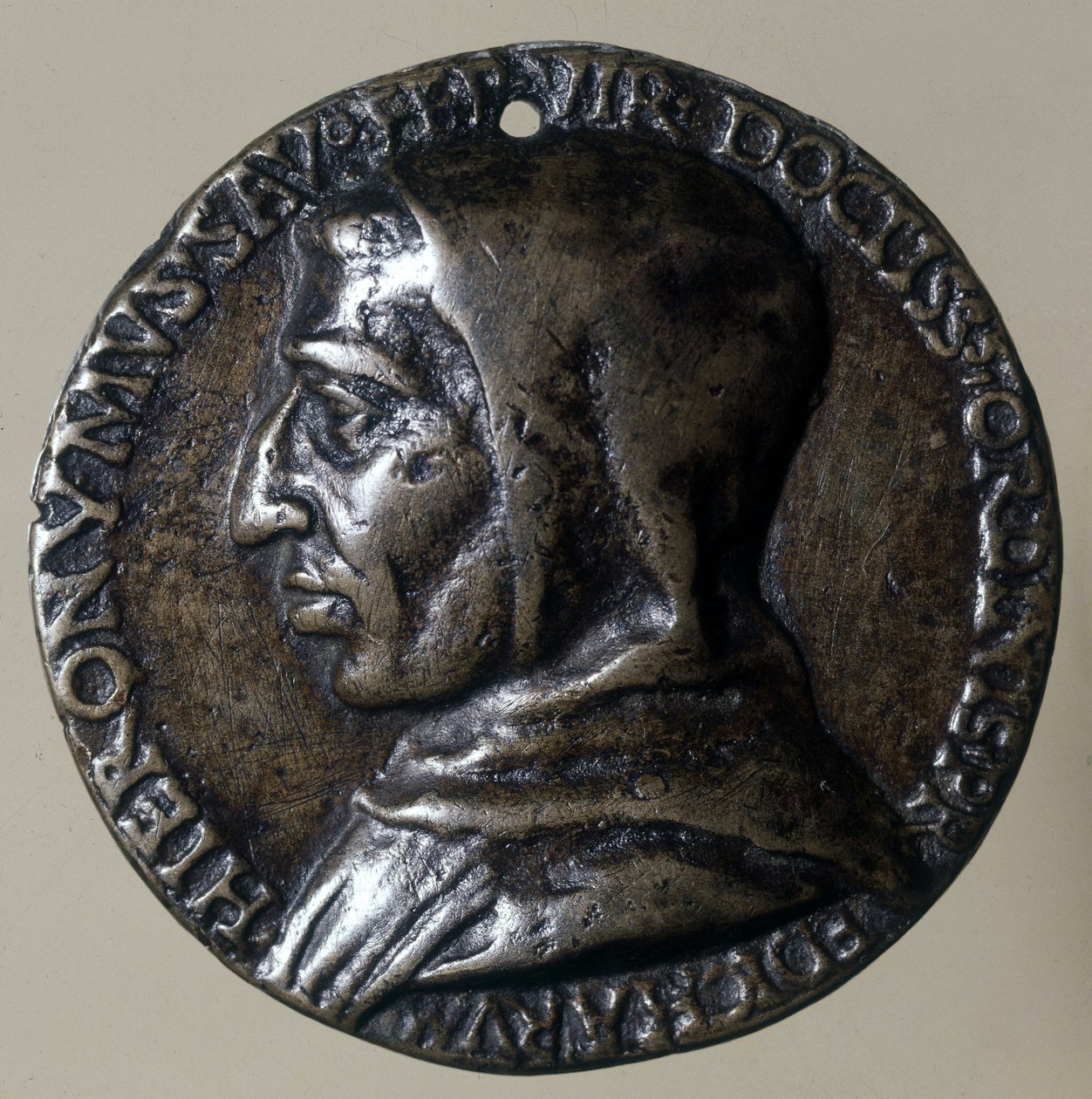 صورة للواعظ الإيطالي جيروم سافونارولا أو جيرولامو سافونارولا (1452 - 1498). أسس نظامًا ثيوقراطيًا في فلورنسا. المنجد من الوقت. بواسطة فنان غير معروف