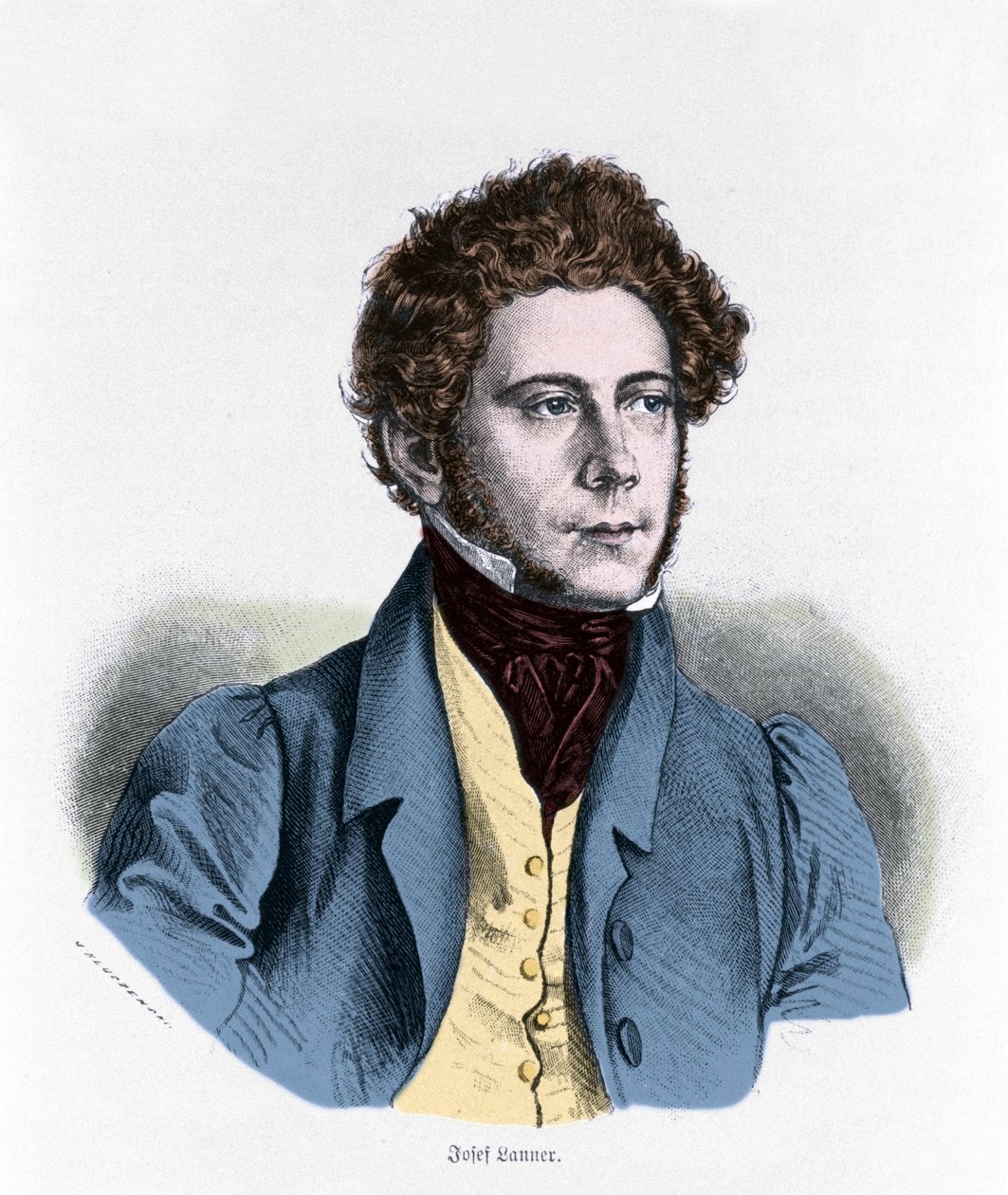 صورة لجوزيف لانر المؤلف الموسيقي النمساوي وعازف الكمان والقائد (1801-1843). بواسطة فنان غير معروف